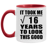 4th Birthday Took Square Root of 16 Years To Look Good - 11oz Accent Mug Red