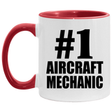Number One #1 Aircraft Mechanic - 11oz Accent Mug Red