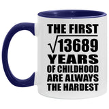 117th Birthday Square Root Of 13689 Years Of Childhood - 11oz Accent Mug Purple