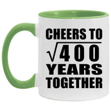 20th Anniversary Cheers To Square Root of 400 Years Together - 11oz Accent Mug Green