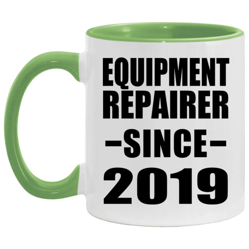 Equipment Repairer Since 2019 - 11oz Accent Mug Green