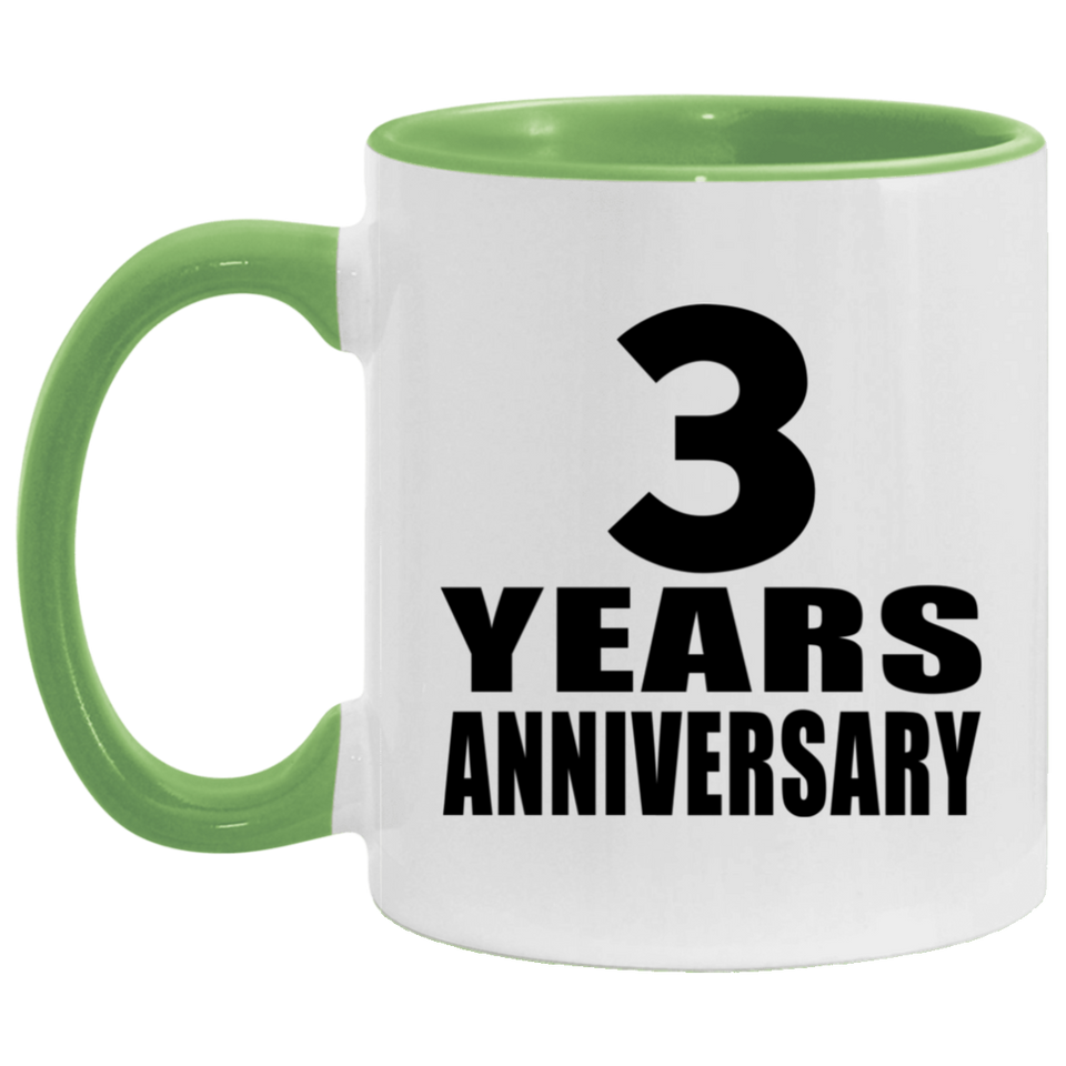 3rd Anniversary 3 Years - 11oz Accent Mug Green