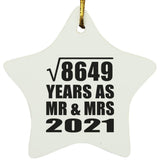 93rd Anniversary Square Root of 8649 Years As Mr & Mrs 2021 - Star Ornament