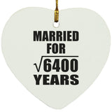 80th Anniversary Married For Square Root of 6400 Years - Heart Ornament