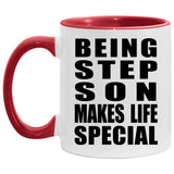 Being Step Son Makes Life Special - 11oz Accent Mug Red