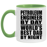 Petroleum Engineer By Day World's Best Dad By Night - 11oz Accent Mug Green