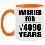 64th Anniversary Married For Square Root of 4096 Years - 11oz Accent Mug Orange