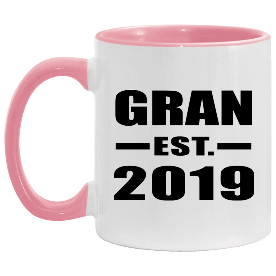 Gran Established EST. 2019 - 11oz Accent Mug Pink