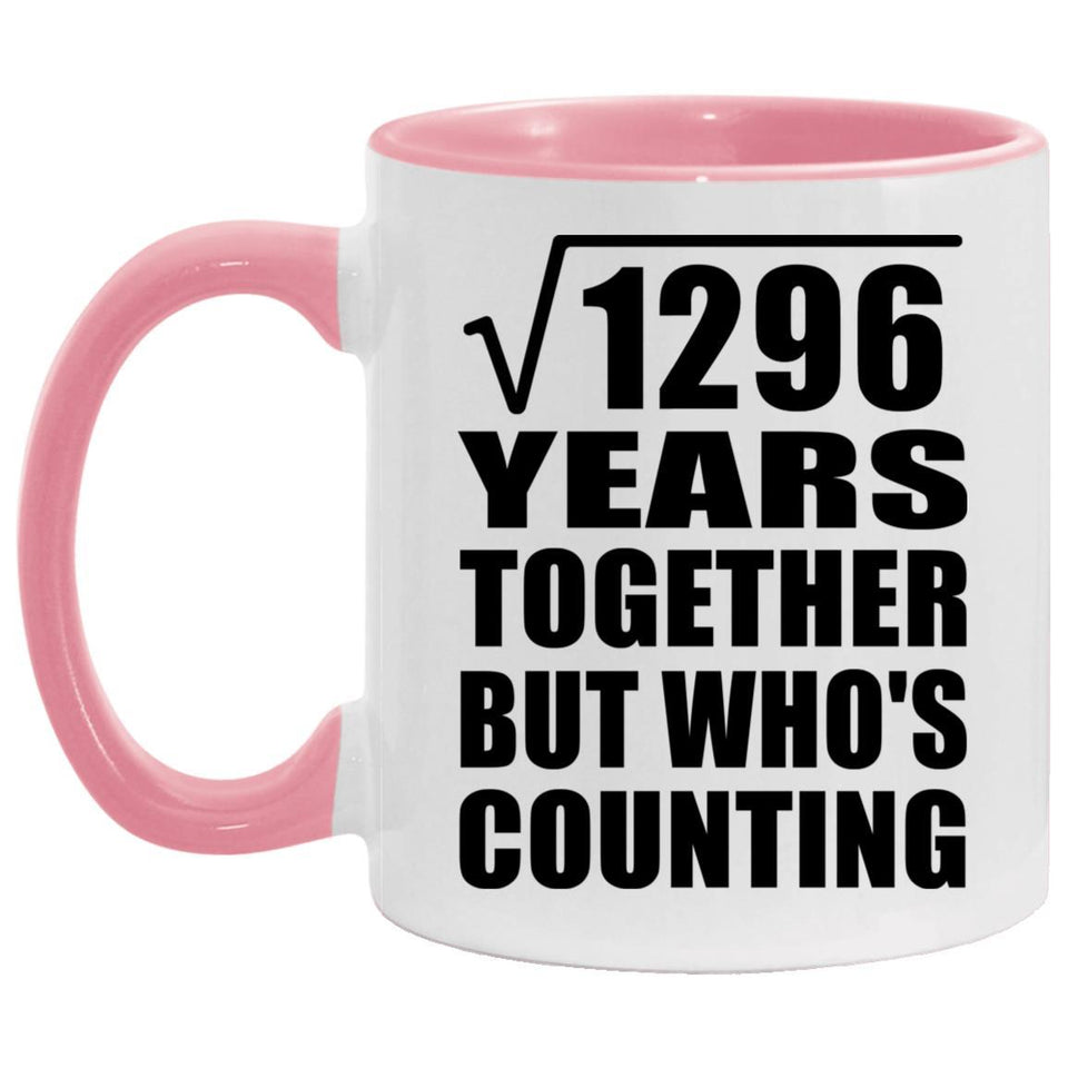 36th Anniversary Square Root of 1296 Years Who's Counting - 11oz Accent Mug Pink
