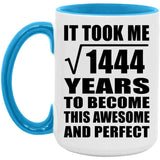 38th Birthday Took Square Root of 1444 Years To Awesome - 15oz Accent Mug Blue