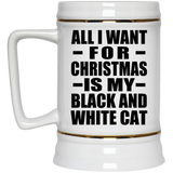 All I Want For Christmas Is My Black And White Cat - Beer Stein