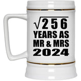 16th Anniversary Square Root of 256 Years As Mr & Mrs 2024 - Beer Stein