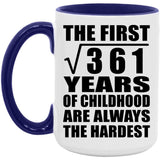 19th Birthday Square Root of 361 Years of Childhood - 15oz Accent Mug Purple
