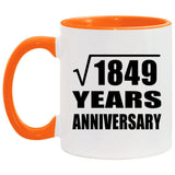 43rd Anniversary Square Root of 1849 Years Anniversary - 11oz Accent Mug Orange