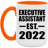 Executive Assistant Established EST. 2022 - 15oz Accent Mug Orange