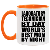 Laboratory Technician By Day World's Best Mom By Night - 11oz Accent Mug Orange