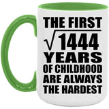 38th Birthday Square Root of 1444 Years of Childhood - 15oz Accent Mug Green