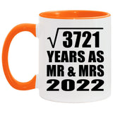 61st Anniversary Square Root of 3721 Years As Mr & Mrs 2022 - 11oz Accent Mug Orange