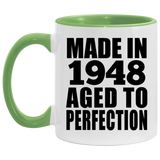 76th Birthday Made In 1948 Aged to Perfection - 11oz Accent Mug Green