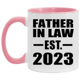 Father In Law Established EST. 2023 - 11oz Accent Mug Pink