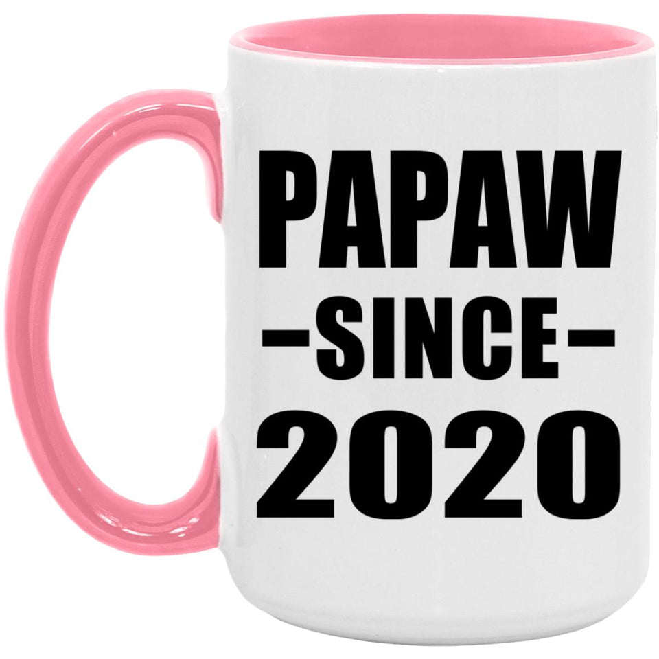 Papaw Since 2020 - 15oz Accent Mug Pink