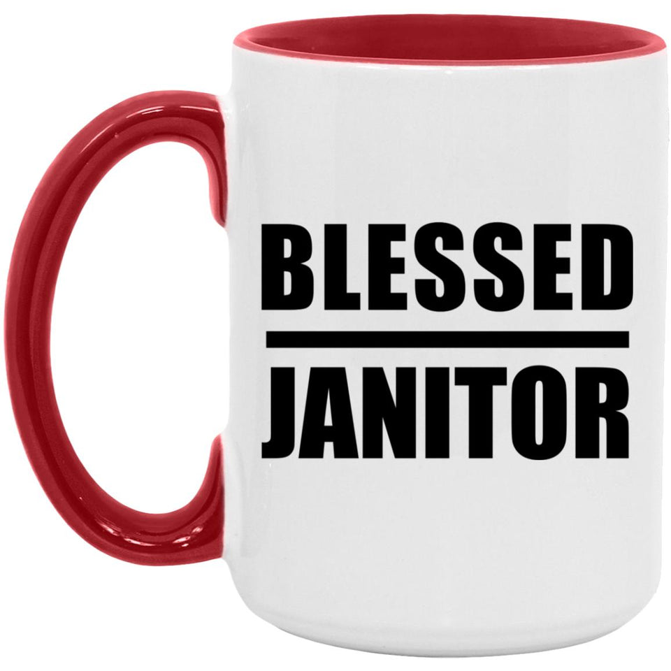 Blessed Janitor - 15oz Accent Mug Red