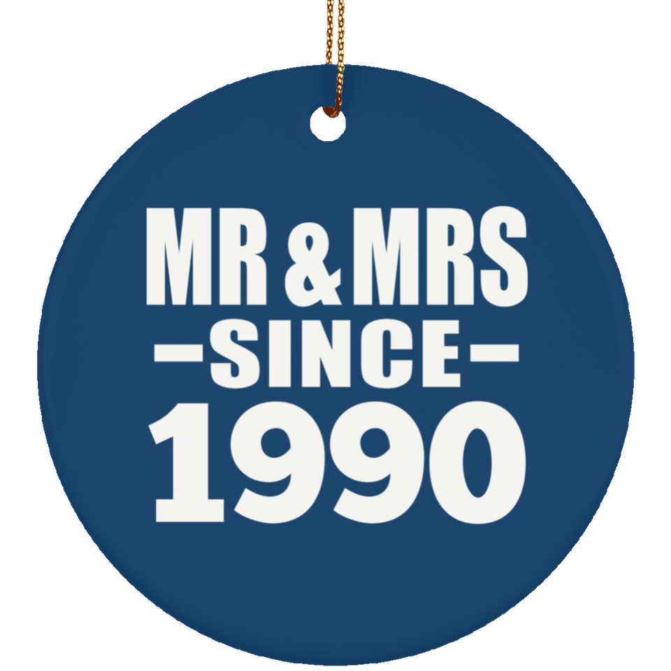 34th Anniversary Mr & Mrs Since 1990 - Circle Ornament