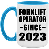 Forklift Operator Since 2023 - 15oz Accent Mug Blue
