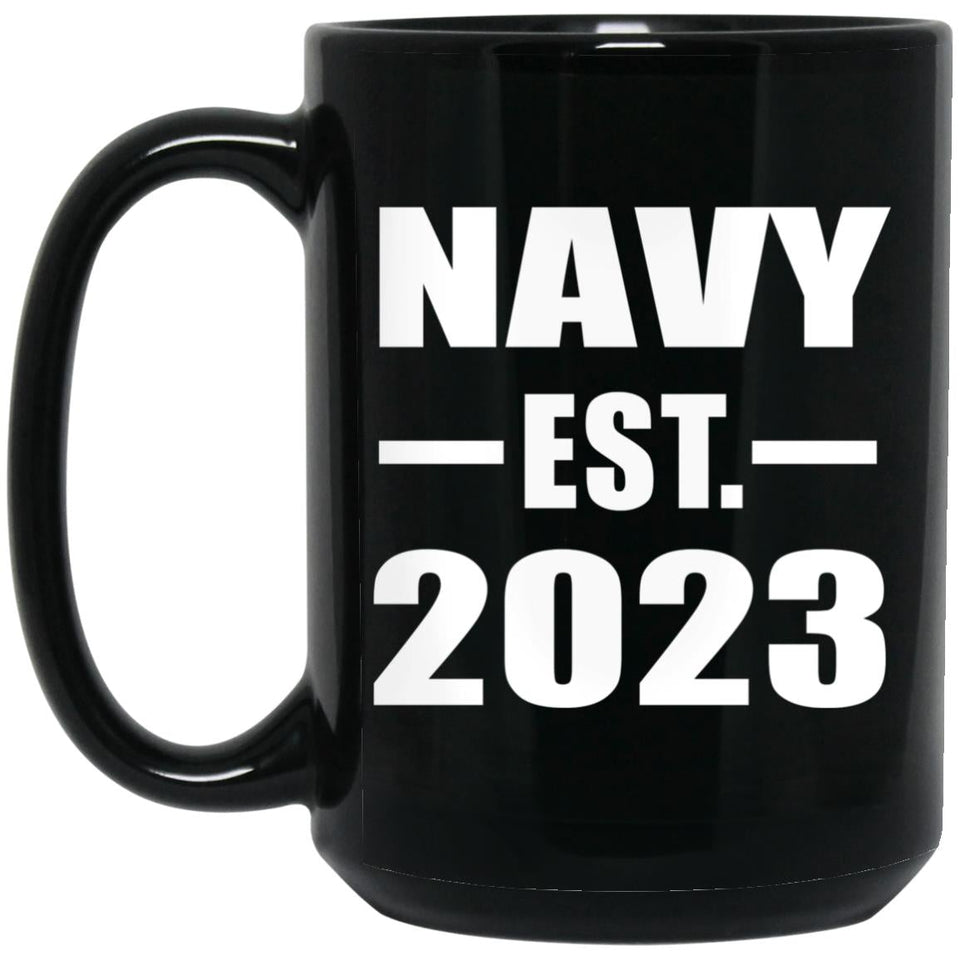 Navy Established EST. 2023 - 15oz Coffee Mug Black