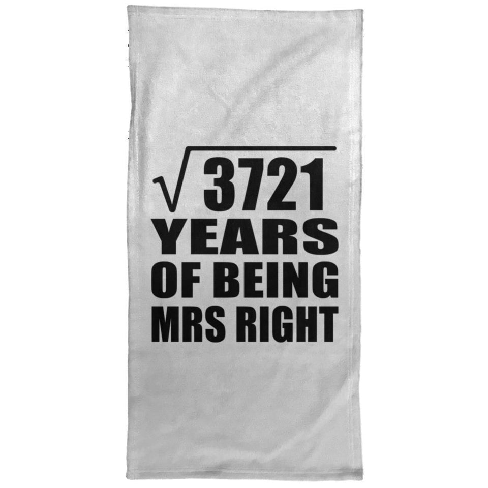 61st Anniversary Square Root of 3721 Years of Being Mrs Right - Hand Towel