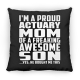 Proud Actuary Mom Of Awesome Son - Throw Pillow Black