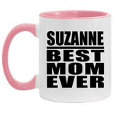 Suzanne Best Mom Ever - 11oz Accent Mug Pink