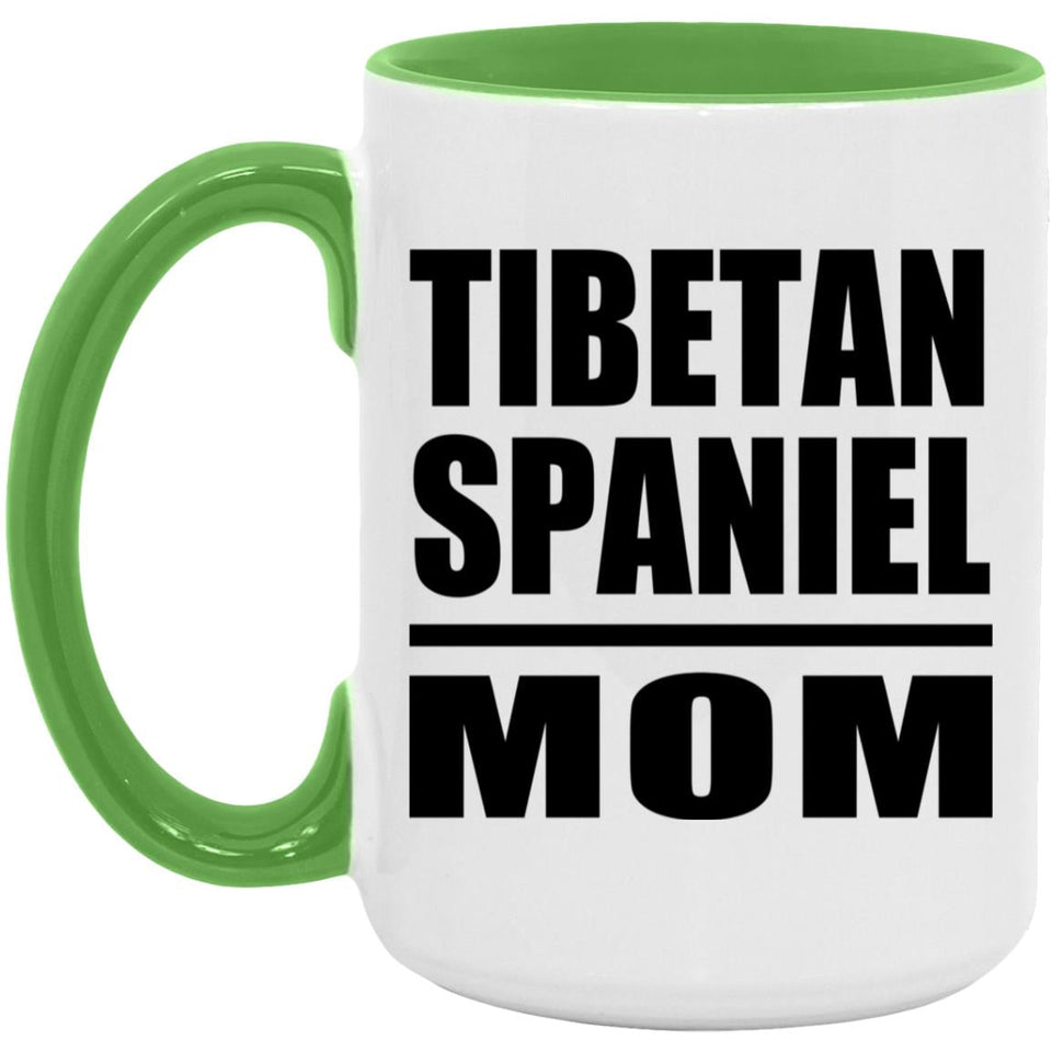 Tibetan Spaniel Mom - 15oz Accent Mug Green