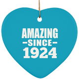 100th Birthday Amazing Since 1924 - Heart Ornament