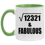 111th Birthday Square Root of 12321 & Fabulous - 11oz Accent Mug Green