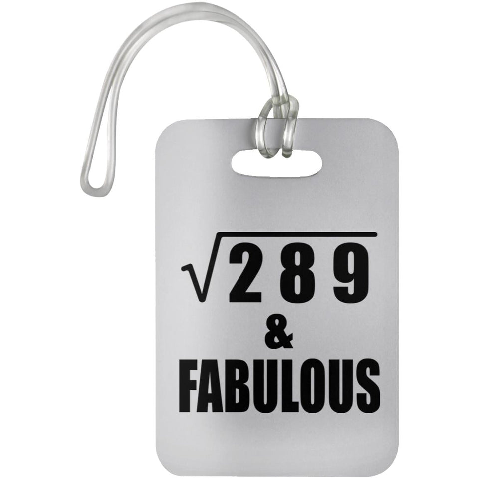 17th Birthday Square Root of 289 & Fabulous - Luggage Bag Tag