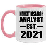 Market Research Analyst Established EST. 2021 - 11oz Accent Mug Pink