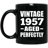 67th Birthday Vintage 1957 Aged Perfectly - 11oz Coffee Mug Black