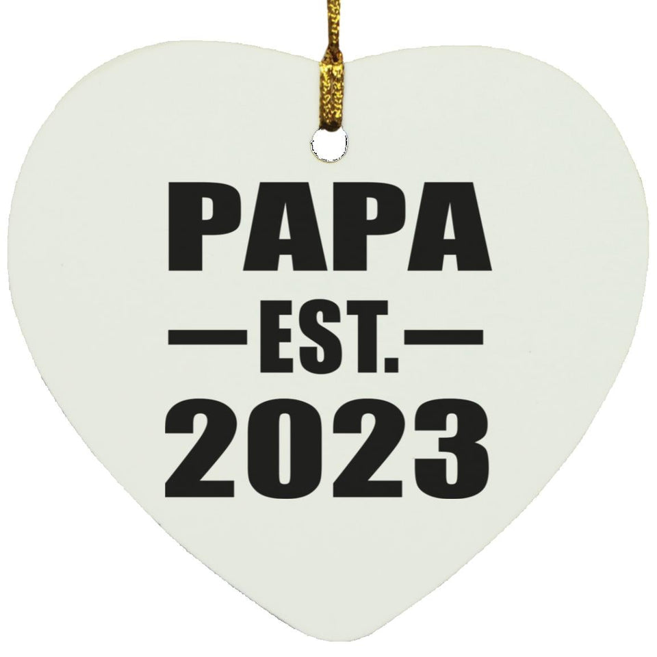 Papa Established EST. 2023 - Heart Ornament