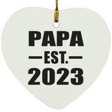 Papa Established EST. 2023 - Heart Ornament
