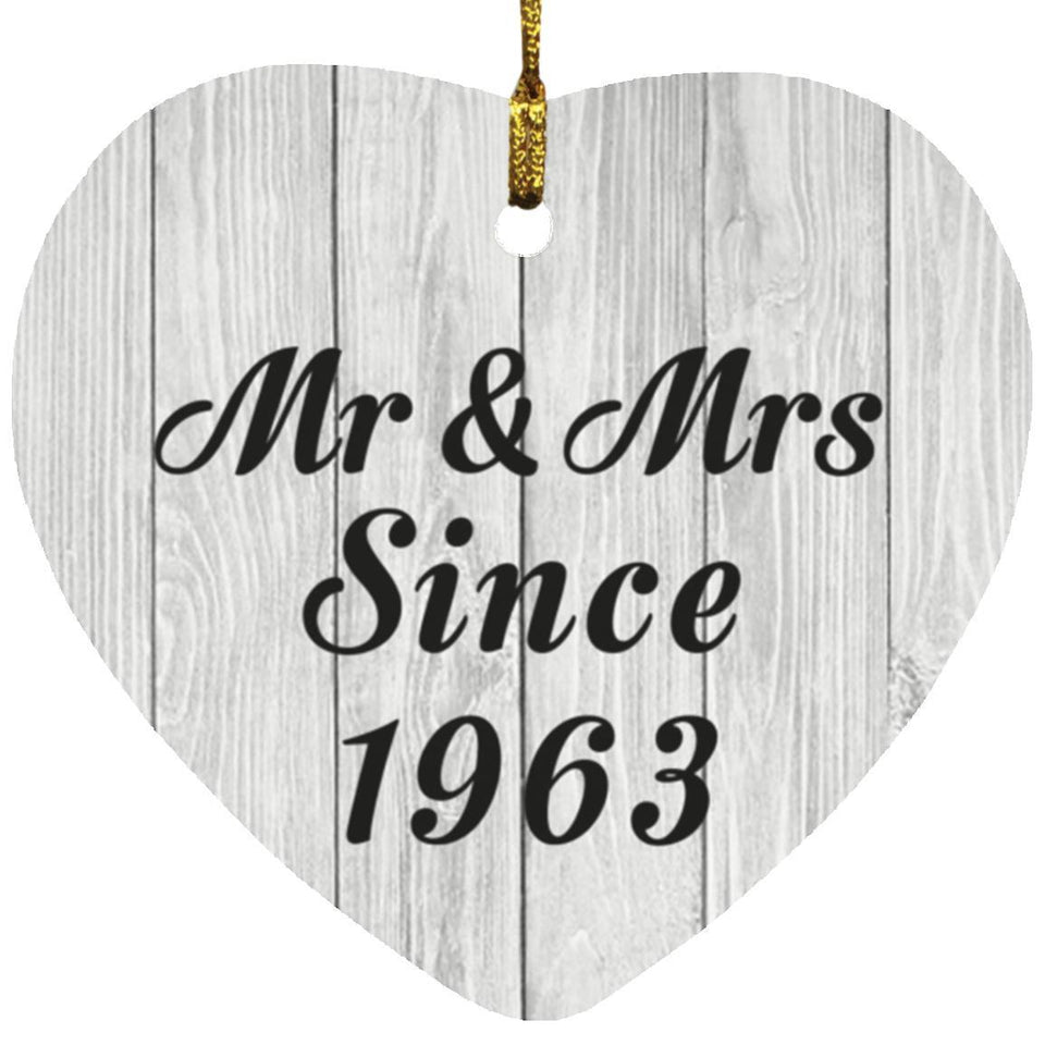 61st Anniversary Mr & Mrs Since 1963 - Heart Ornament F