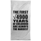 70th Birthday Square Root of 4900 Years of Childhood - Hand Towel