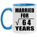 8th Anniversary Married For Square Root of 64 Years - 11oz Accent Mug Blue