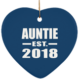 Auntie Established EST. 2018 - Heart Ornament