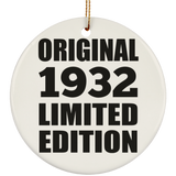 92nd Birthday Original 1932 Limited Edition - Circle Ornament