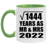38th Anniversary Square Root of 1444 Years As Mr & Mrs 2022 - 11oz Accent Mug Green