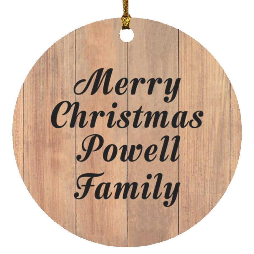 Merry Christmas Powell Family - Circle Ornament C