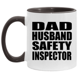 Dad Husband Safety Inspector - 11oz Accent Mug Black