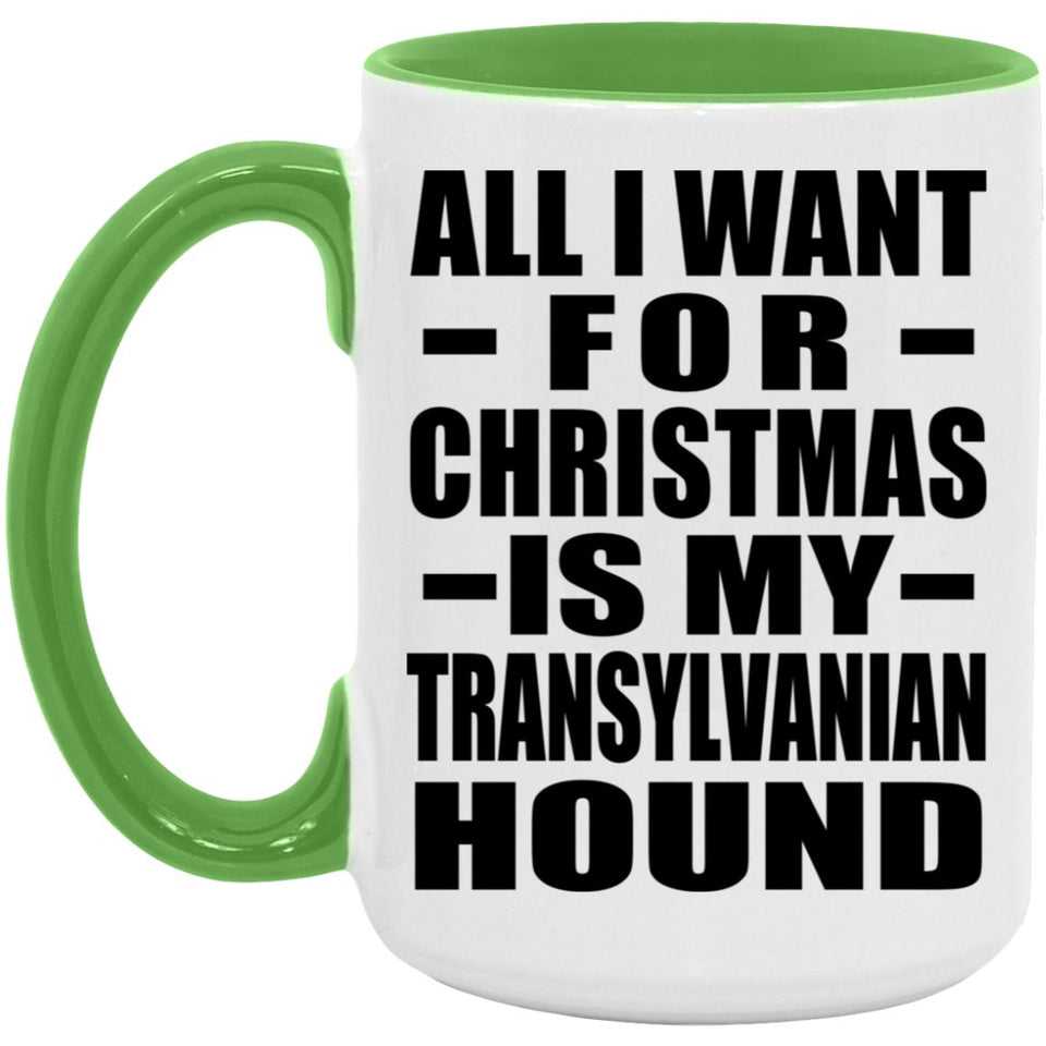 All I Want For Christmas Is My Transylvanian Hound - 15oz Accent Mug Green
