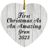 First Christmas As An Amazing Gran 2023 - Heart Ornament F